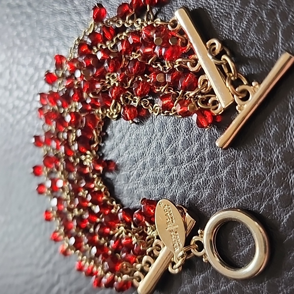 Elegant White House Black Market Red Beaded Bracelet